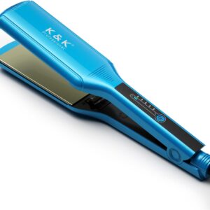 K&K Extra Wide 2.25" Hair Straightener, Flat Iron Infused with Argan Oil & Keratin, Professional Straighteners for Less Frizz, Shinier & Smoother Hair, Shine Therapy Styling Tools
