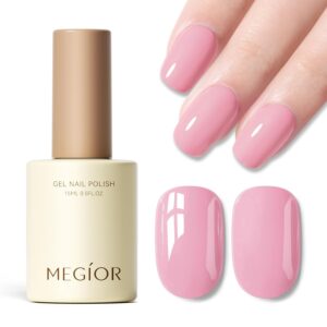 MEGIOR Sakura Pink Gel Nail Polish 15ML Pink Spring Summer Soak Off UV Light Cure Gel Polish Nail Art Manicure Salon 0.5Oz for Women Girls Home DIY