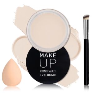 White Concealer Under Eye Corrector Cream Concealer Makeup Full Coverage Concealer,Waterproof Color Correcting Concealer Pot Concealer,Corrector de Ojeras (01 Ivory White)