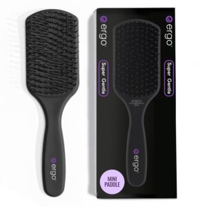 Ergo Super Gentle Mini Paddle Brush for Blow Drying - Hair Brushes for Women with Thick or Thin Hair - Dual Hairbrush for Women - Detangler Hair Brush - Gently Detangles Curly or Wet Hair - ERG750