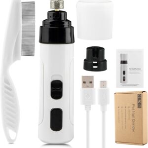 Dog Nail Grinder, 2024 New Silent Grind Pro Dog Nail Trimmer, Upgraded Powerful Electric Dog Nail File Quiet Painless, Rechargeable Nail Clippers Pet Paws Grooming Tool(White+Black)