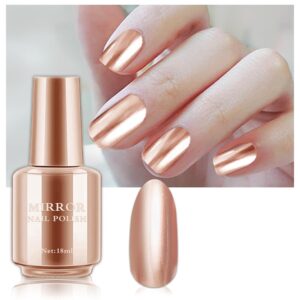 Mirror Nail Polish - Metallic Chrome Nail Polish with Long Lasting Mirror Effect, Quick Dry - Champagne Gold (18ML)