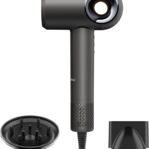 Hair Dryer, High-Speed Ionic Low Noise Blow Dryer with Diffuser for Fast Drying, Professional 500 Millions Negative Ionic Thermo-Control Hairdryer, Travel with Magnetic Diffuser & Nozzle