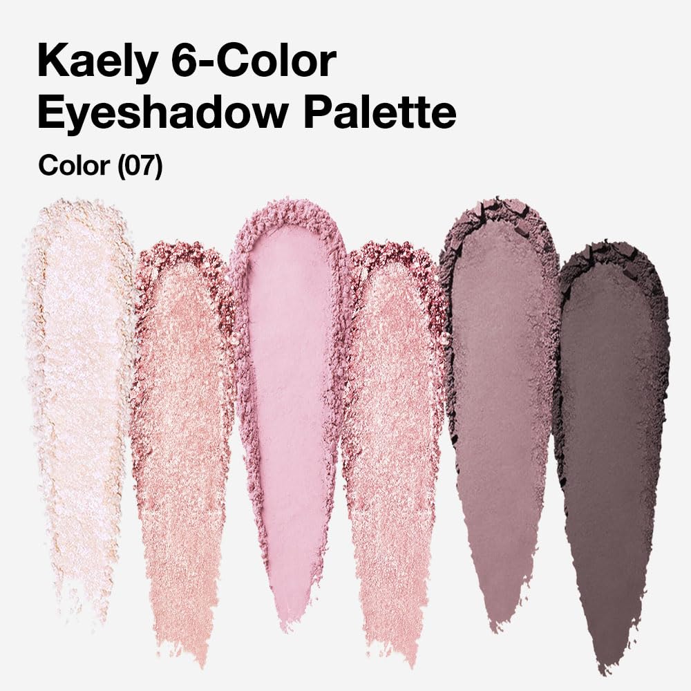 Kaely 6 Colors Mini Pink Eye Shadow Palette Makeup, Neutral Matte Shimmer Eyeshadow Palette for Older Women Highly Pigmented Waterproof, paleta de sombras de ojos, Vegan & Cruelty-free, 07 - Image 2
