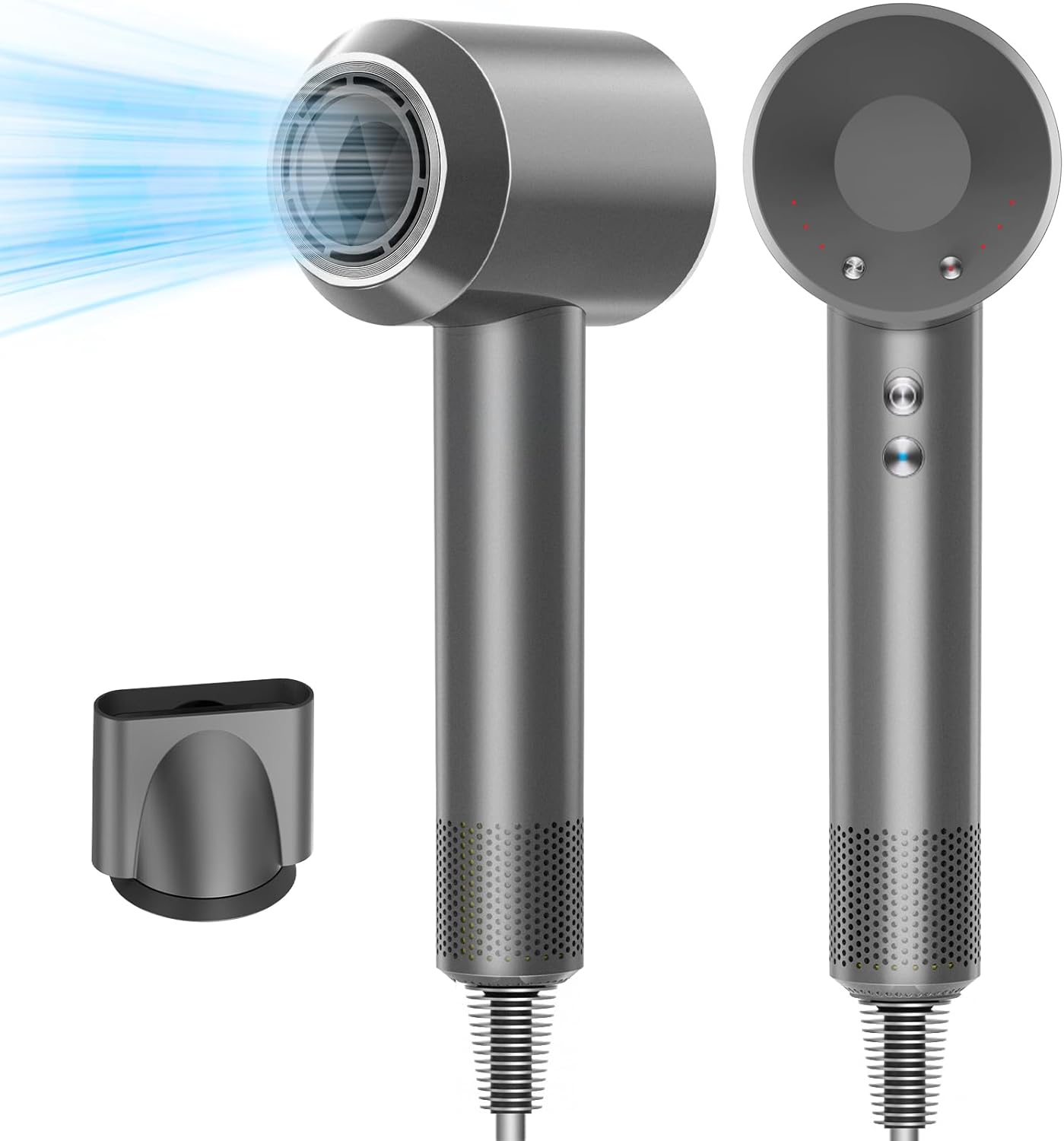 Hair Dryer, 160000 RPM Professional High-Speed Blow Dryer 200 Millions Negative Ionic Care Hair Dryer for Fast Drying, Low Noise Thermo-Control Hairdryer, Travel with Magnetic Nozzle, Gray