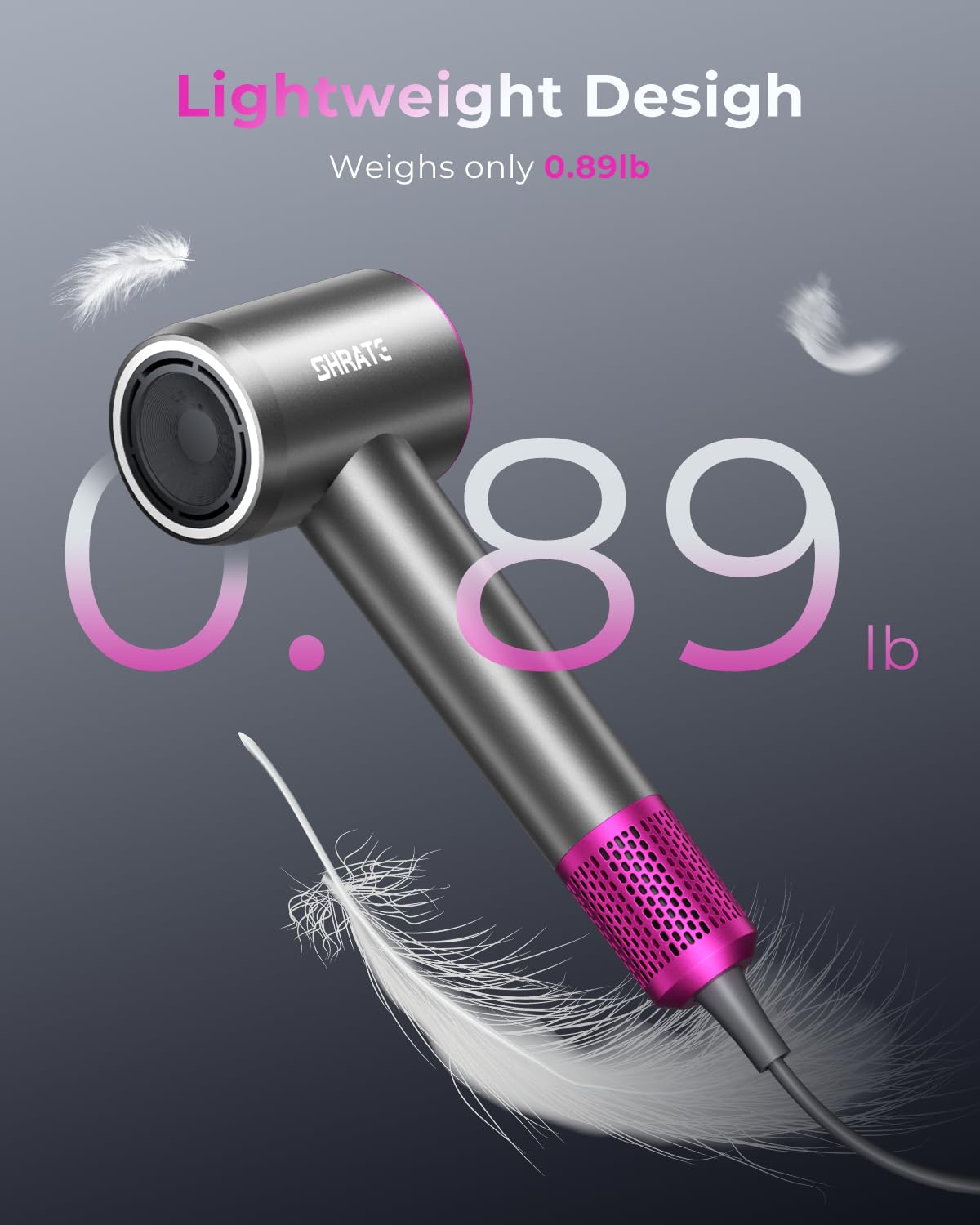 SHRATE Professional High Speed Ionic Hair Dryer | Ultra-Fast Drying | 500 Million Negative Ions | Low Noise | 160000 RPM | Compact Blow Dryer with Magnetic Diffuser for Faster Drying All Hair Types - Image 4