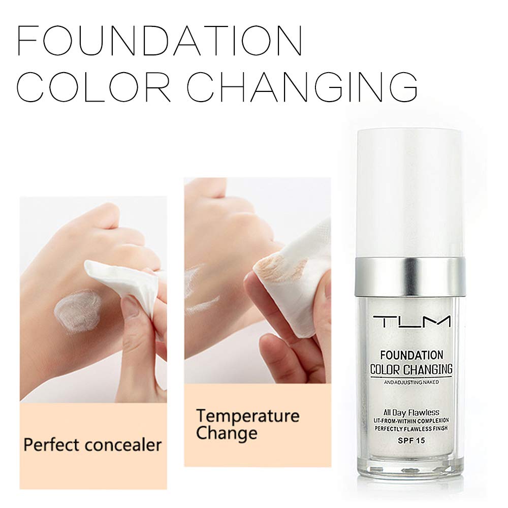 TLM Colour Changing Foundation - Flawless Coverage, Lightweight Formula, Adapts to Skin Tone, Hides Wrinkles & Lines, Hydrating & Long-Lasting, BB Cream Makeup Base Concealer Cover - Image 2