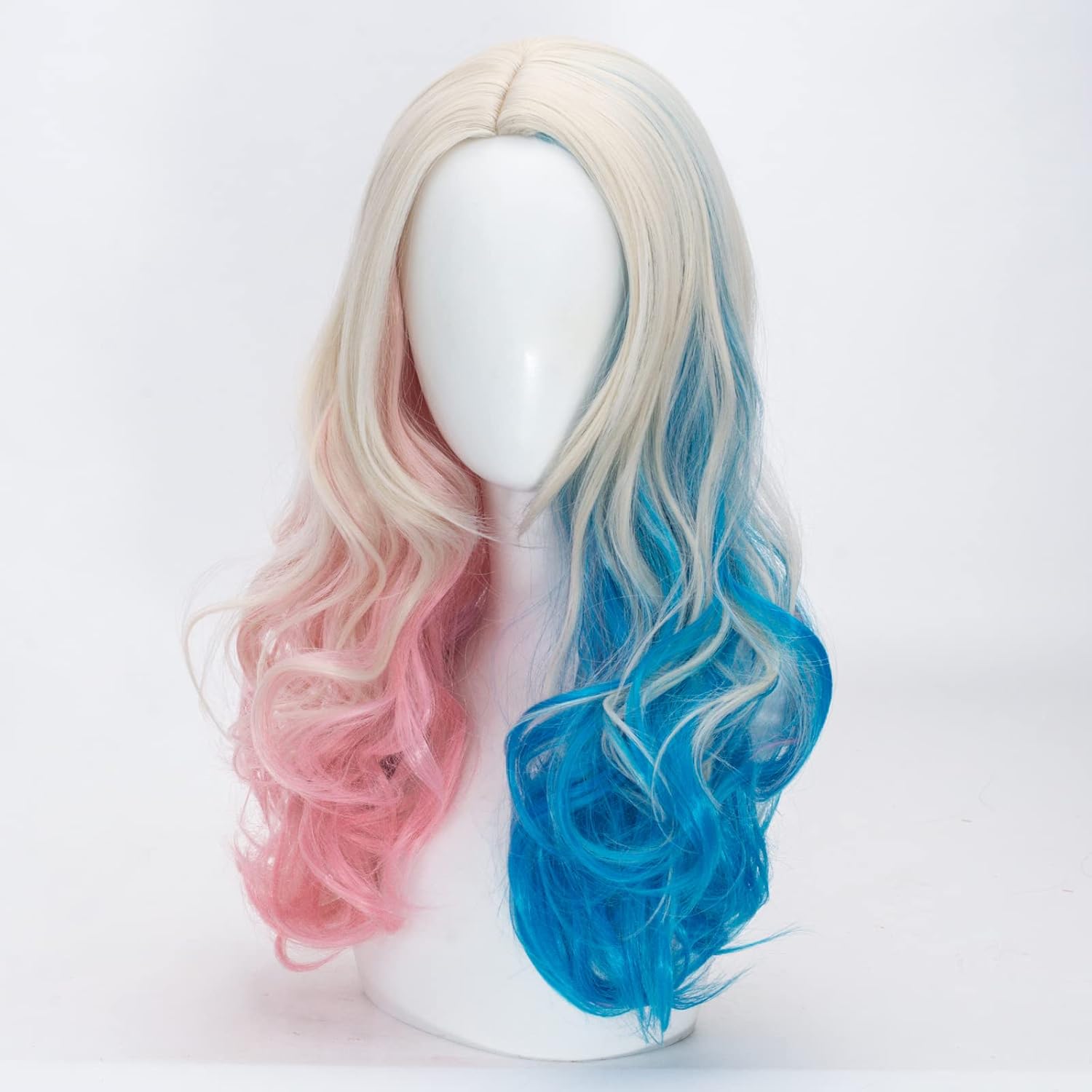 Pink and Blue Long Curly Wigs for Women No-bangs Clip on Ponytails Cosplay Wig,Halloween Party Show Daily use Wig - Image 3