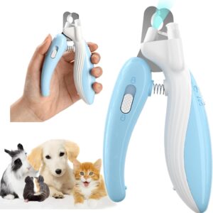 Cat Dog Pet Nail Clippers with Light, Llluminates Cat Dog Nails Or Bloodline, Safety Pet Nail Clipper for Dogs, Cats, Rabbits, Sharp, No Nail Splitting(Blue)