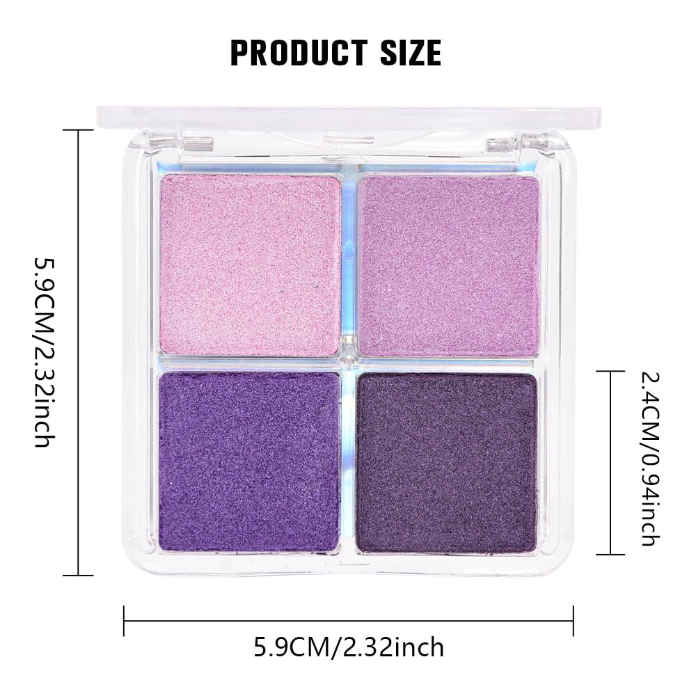 Kaely Powder Eyeshadow Quad, Lavender Purple Glitter Eyeshadow Palette Makeup, Neutral Eye Shadow Palette for Older Women Pigmented Waterproof, sombras para ojos, Blendable, Cruelty-free, 05 - Image 6