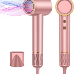 Hair Dryer, 110000 RPM High-Speed Blow Dryer 500 Millions Negative Ionic Care Hair Dryer for Fast Drying, 4 Temps/2 Speeds Lightweight Hairdryer with Magnetic Nozzle for Home Travel Women Man (Pink)