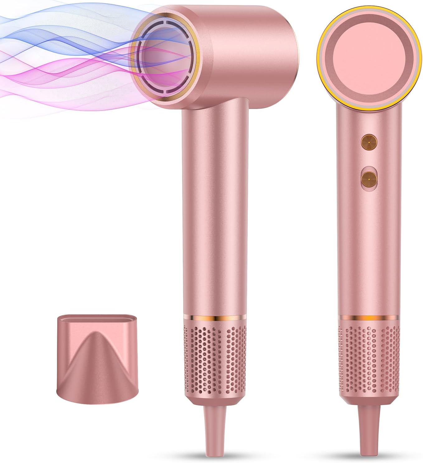 Hair Dryer, 110000 RPM High-Speed Blow Dryer 500 Millions Negative Ionic Care Hair Dryer for Fast Drying, 4 Temps/2 Speeds Lightweight Hairdryer with Magnetic Nozzle for Home Travel Women Man (Pink)