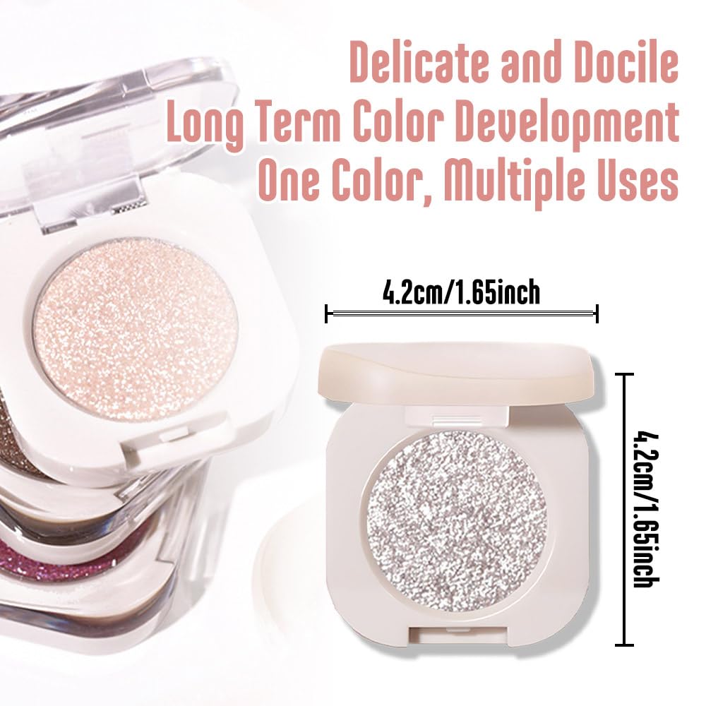 Glitter Shimmer Sparkle Eyeshadow Palette Makeup for Old Women, Silver Glitter Shimmer Metallic Holographic Multichrome Cream Iridescent Single Monochrome Eye Shadow Makeup, 12 - Image 5