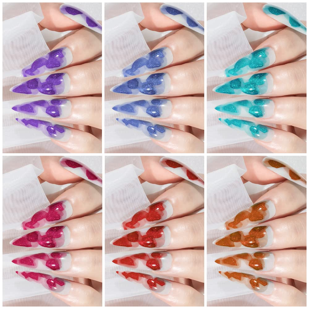 Blooming Watercolor Ink Nail Polish Marble Nail Polish Flower Blossom Nails for Spreading Marble Effect Manicure 12 Colors 7ml(0.25fl oz) - Image 2