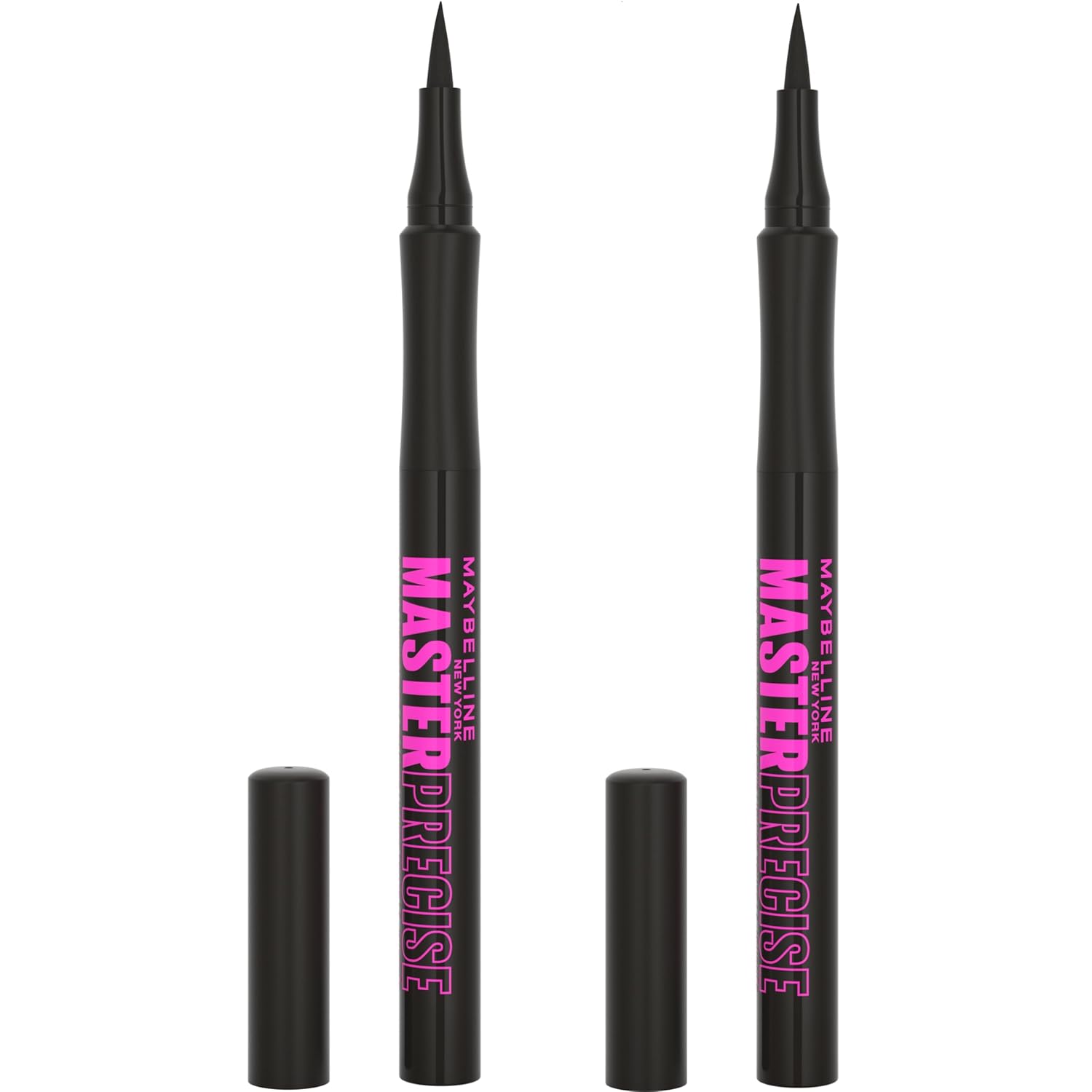 Maybelline Eyestudio Master Precise All Day Waterproof Liquid Eyeliner Makeup, Black, 2 Count (Packaging May Vary)