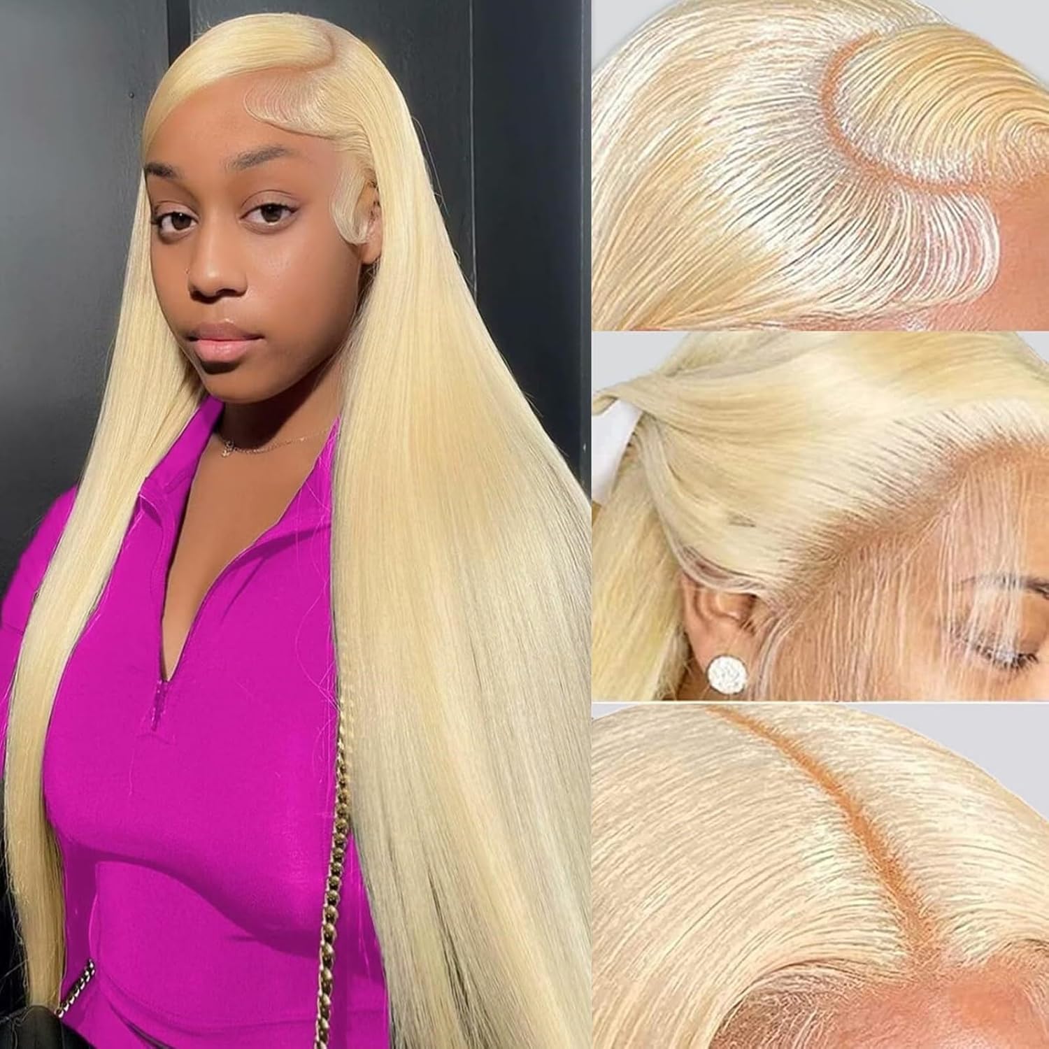 613 Lace Front Wig Human Hair 13x4 Blonde Lace Front Wigs 20Inch 210% Density 613 HD Lace Frontal Wig for Women 12A Brazilian Straight Human Hair Wig Glueless Wigs Pre Plucked with Baby Hair