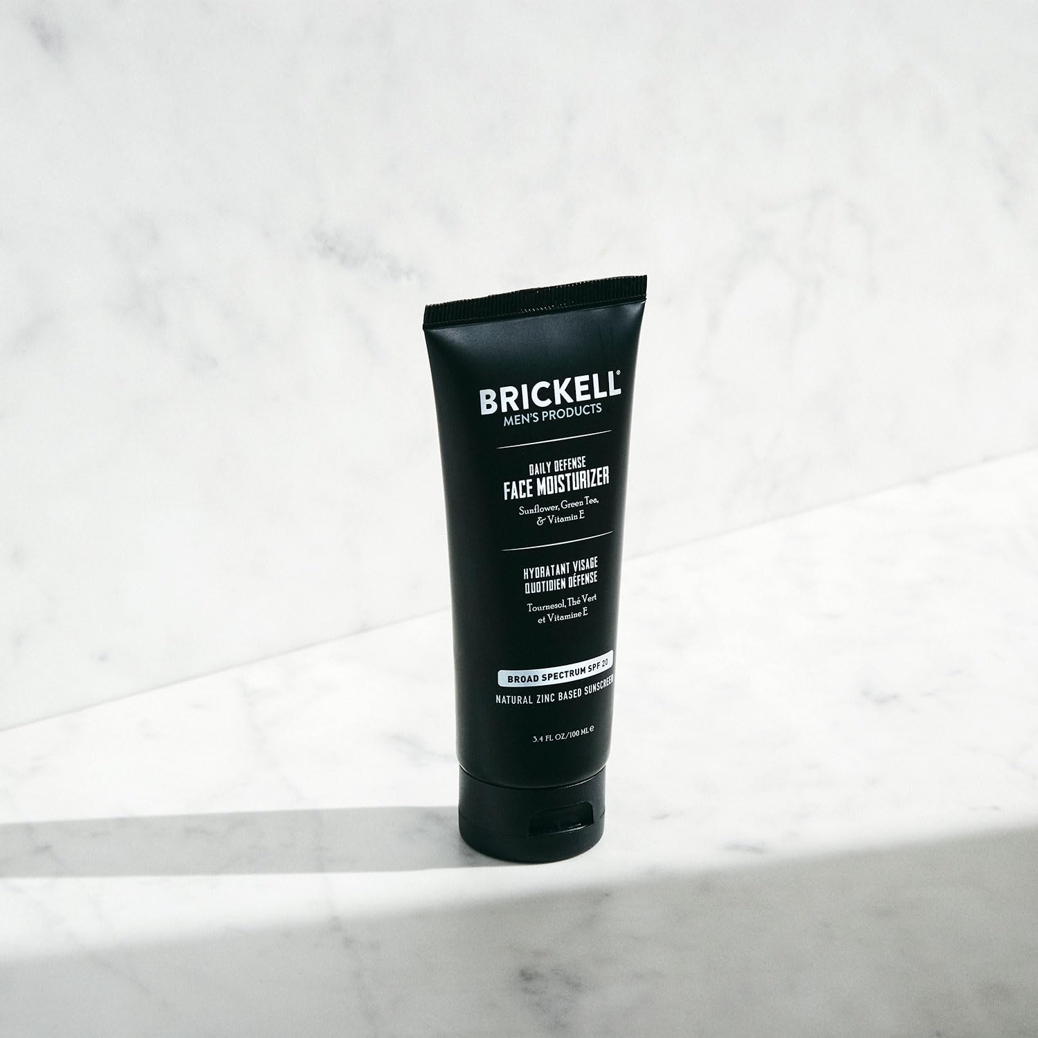 Brickell Men's Daily Defense SPF20 Face Moisturizer for Men, Natural & Organic, Zinc Oxide Face Moisturizing Mineral Sunscreen, Hydrates & Protects Skin Against Harmful UVA/B rays, 3.4oz, Unscented - Image 2