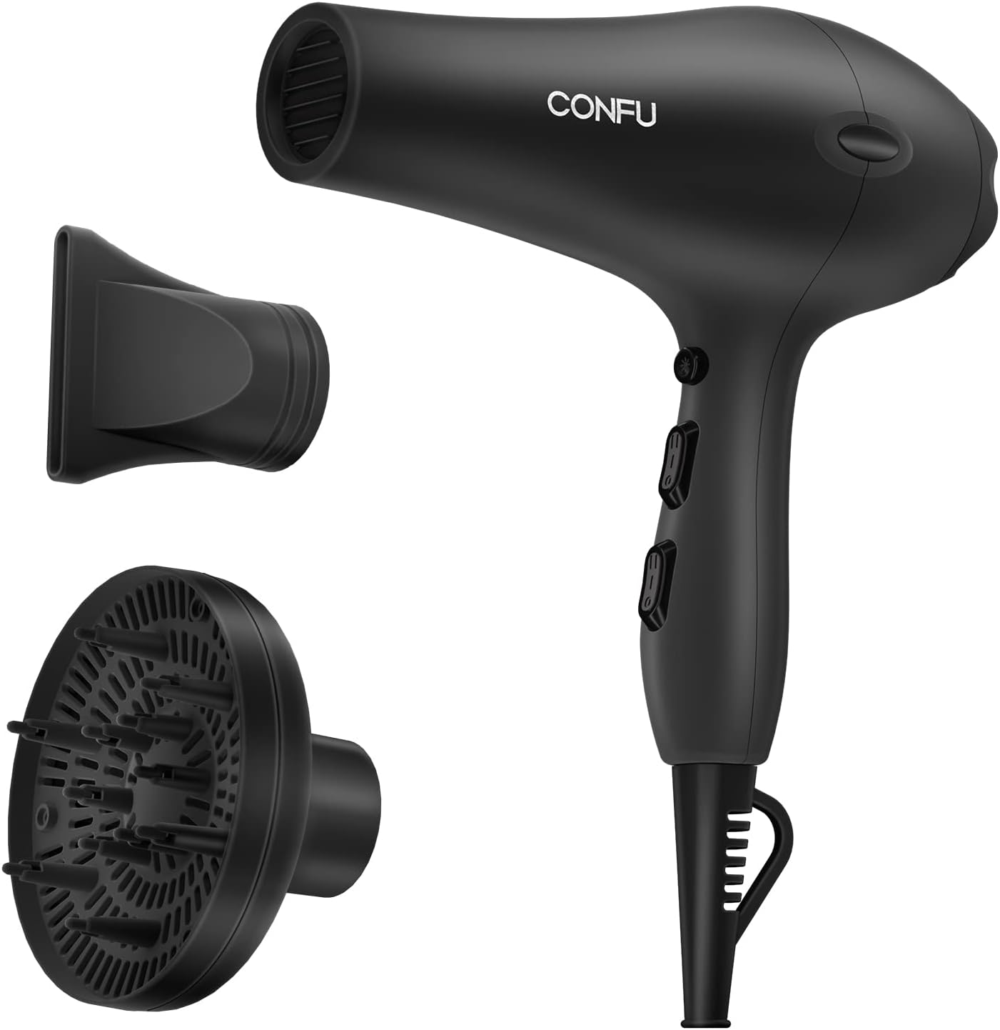Professional Salon Hair Dryer, CONFU Negative Ions Ceramic Quick Drying Blow Dryer, Lightweight Travel Hairdryer for Normal & Curly Hair Includes Diffuser Styling Nozzle - Image 8