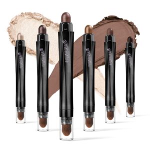 6PCS Cream Eyeshadow Stick Makeup Sets, Metallic And Matte Shimmer Eye Shadow Eye Brightener Stick Pencil Crayon, A02-Taupe Mauve