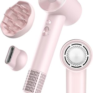 Hair Dryer with Diffuser for Curly Hair, Negative Ionic Hairdryer, High-Speed Blow Dryer with 110, 000 RPM Brushless Motor, Fast Drying Lightweight Travel Hairdryer, Low Noise Quiet Hair Dryers