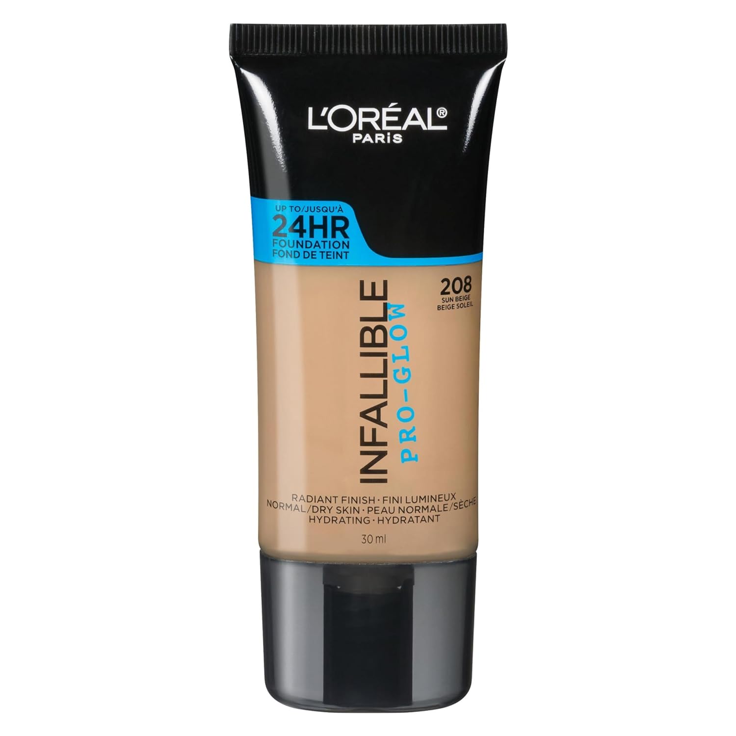 L'Oreal Paris Makeup Infallible Up to 24HR Pro-Glow Foundation, Sun Beige, 1 fl oz.