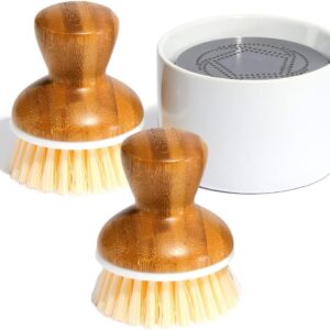 Grove Co. Bubble-Up Dish Soap Dispenser & 2 Pack Brush Set, Ergonomically Designed Dish Scrubber, Removes Tough Messes, Gentle on Dishes, Sustainable Solution to The World's Waste