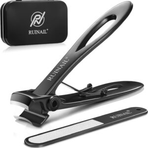 Nail Clippers for Thick Toenails 17mm Extra Wide Jaw Opening Nail Clippers Large Toenail Fingernail Nail Clipper Nail Cutter with File Tin Boxed for Men Women Seniors (Black)