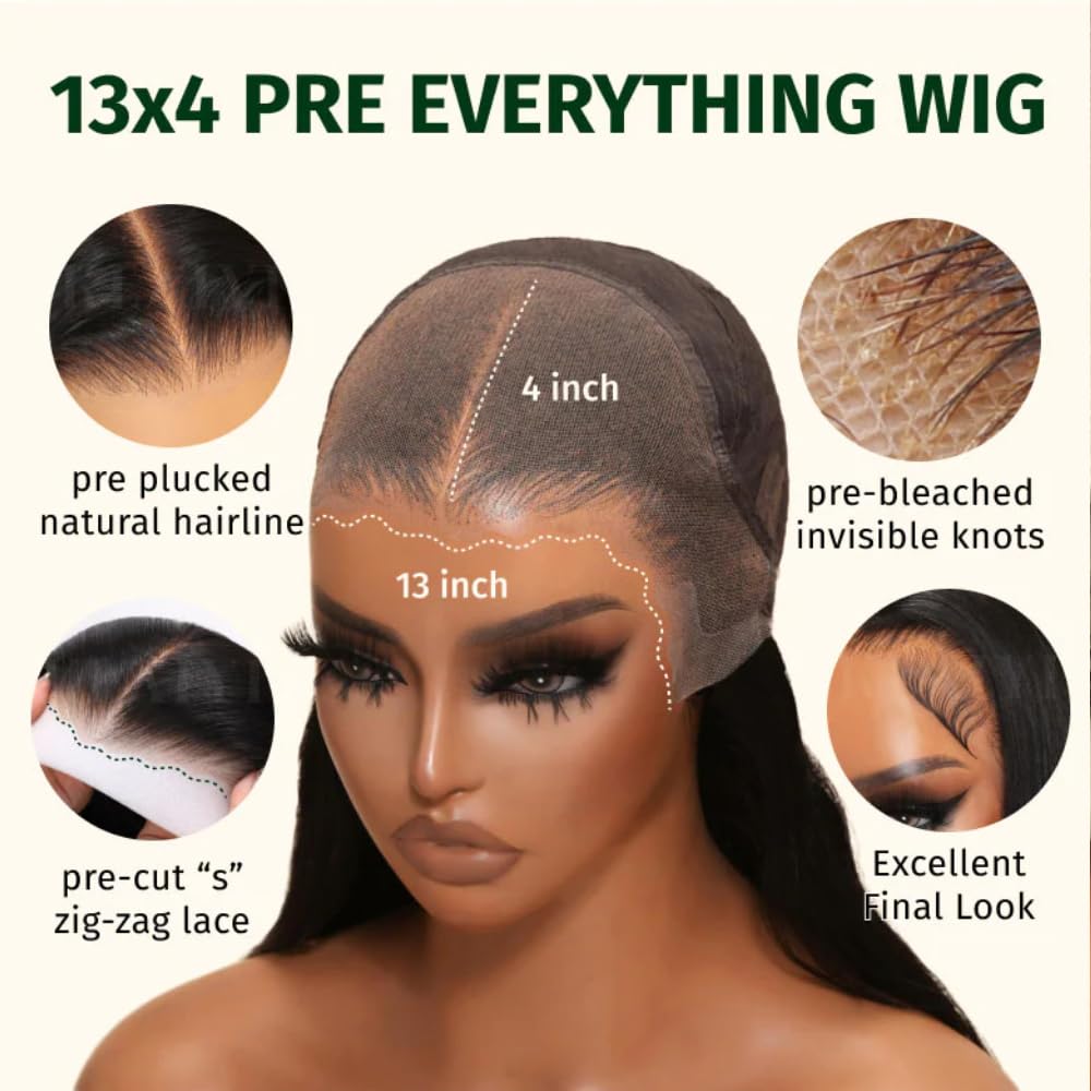 KLAIYI Pre Everything 13x4 Glueless Lace Front Wig Human Hair Water Wave Bye Bye Knots Put On and Go Wig Pre Cut Lace Pre Bleached Pre Plucked 30S Easy To Wear Beginner Curly Wig with Baby Hair 24Inch - Image 9
