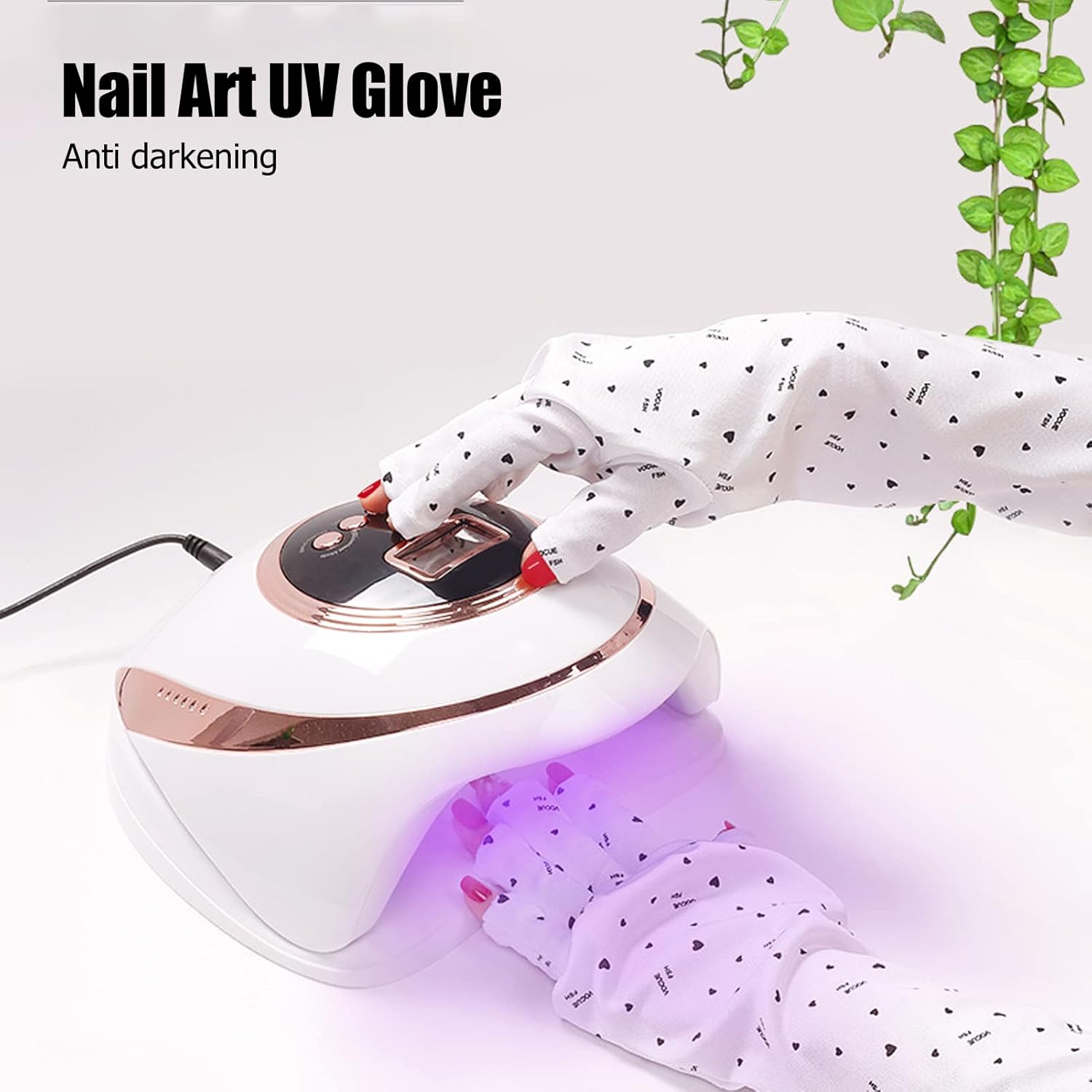 3 Pairs Gloves, Manicure Gloves with Cute Heart Shaped Pattern, Fingerless Nail Art Gloves for Nail Gel Dryer, Outdoor Gloves for Women and Girls - Image 2