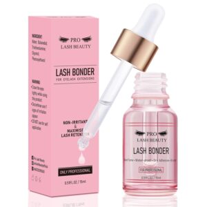 PRO Lash Bonder for Eyelash Extensions Super Bonder Glue Accelerator with 10Pcs Cotton Swab Lash Extension Sealant Longer Retention Waterproof Oil-Proof Special Dropper Design for Dose Control 15ml