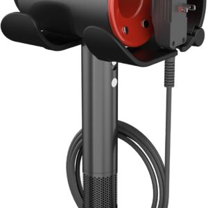 FUNTIN Hair Dryer Holder Wall Mount, Blow Dryer Organizer Wall Mounted,Hair Tool Organizer for Bedroom & Bathroom, Multi-Functional Hair Dryer Rack for Dyson Supersonic