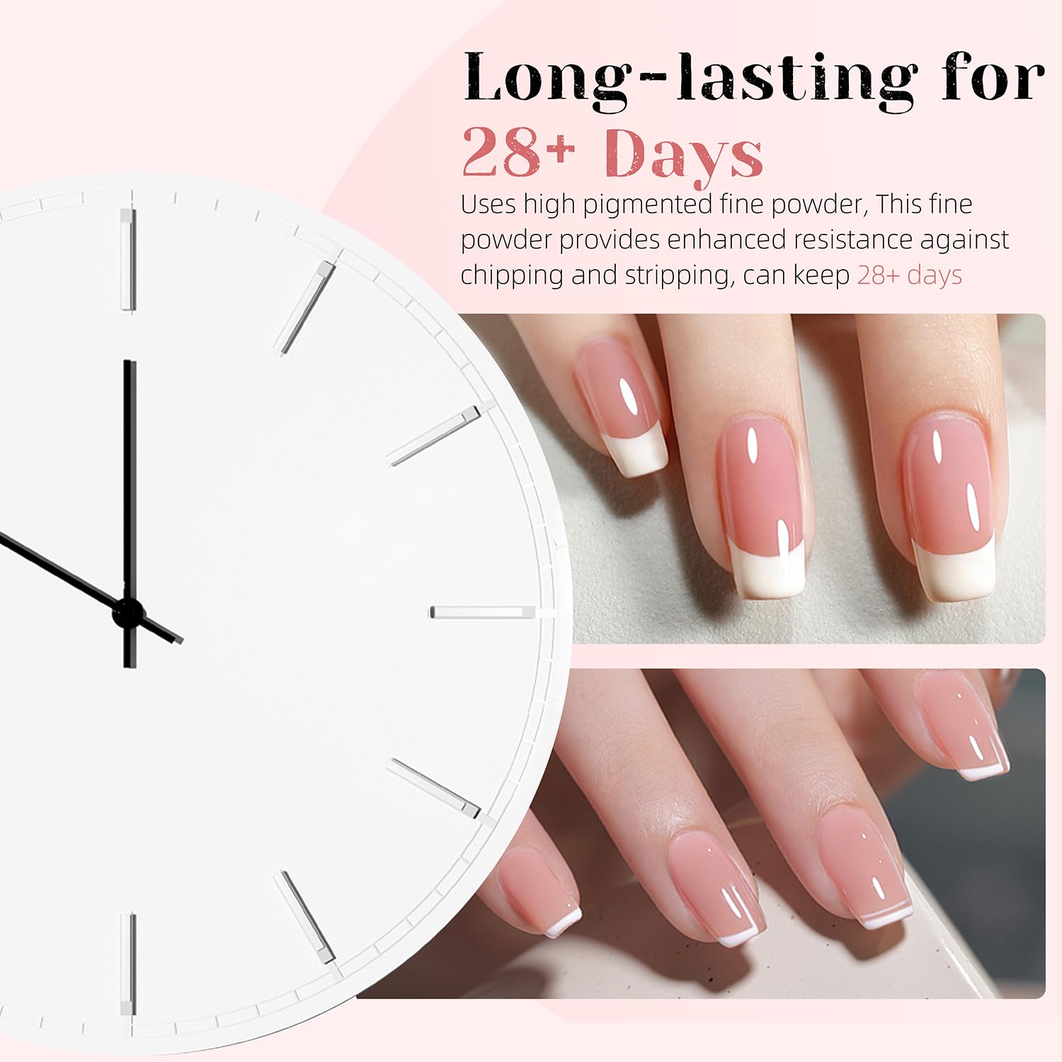 Dip Powder Nail Kit Starter, Gentle Nude Pink Milky White Neutral Skin Color and Dipping Powder Liquid Set with Base Top Coat and Activator for French Nail Art Manicure DIY Salon 9PCS - Image 3