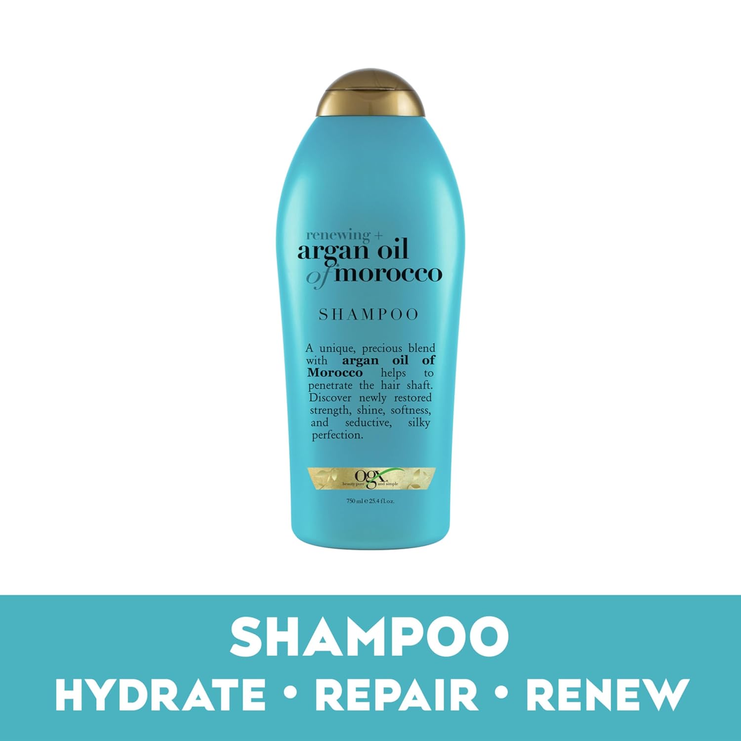OGX Renewing + Argan Oil of Morocco Shampoo, Damage Repair Shampoo & Argan Oil to Help Strengthen & Repair Dry, Damaged Hair, Paraben-Free, Sulfate-Free Surfactants, 25.4 fl. oz - Image 9