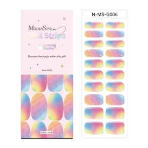 MelodySusie Semi Cured Gel Nail Strips (Rainbow Ombre)- Works with Nail lamp, Salon-Quality, Long Lasting, Easy to Apply & Remove - Includes 20pcs