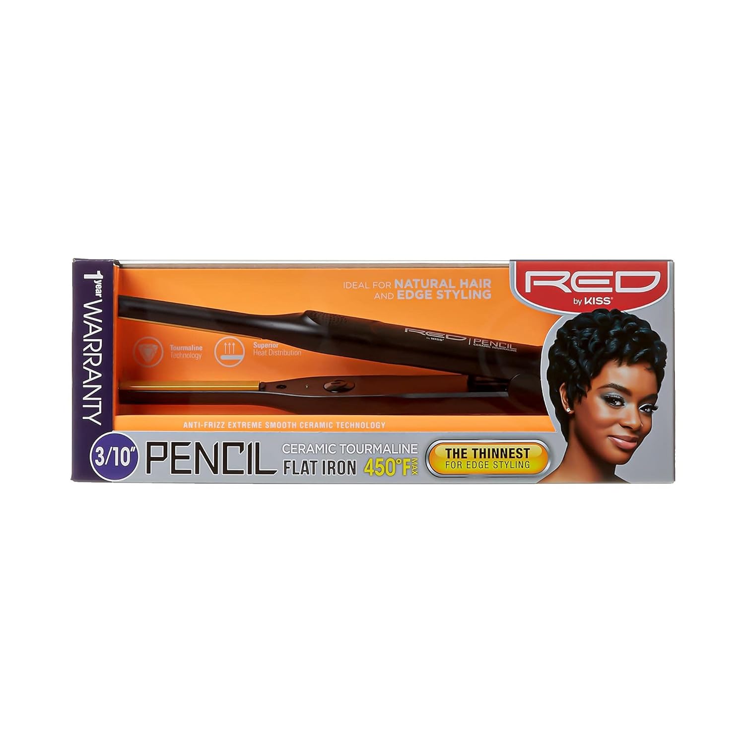 RED by KISS 0.3 Inch Pencil Flat Iron with Ceramic Tourmaline, Hair Straightener for Thin and Short Hair Edge Styling, Even Heat Distribution with Fast Heat Up 450° F Max Temperature, Black - Image 8
