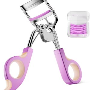 Eye Lash Curler with 6 Boxed Replacement Pads, Goldenrich Eyelash Curlers Painless Perfect Curl, Nice and Easy to Identify-Silver Purple Pink