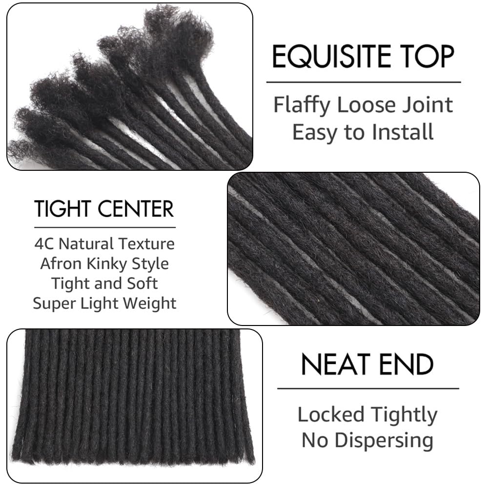Dreadlock Extensions Human Hair 10-100 Strands 100% Full Handmade Permanent Loc Extension Human Hair for Women/Men/Kids Can Be Dyed Bleached Curled Twisted (0.6cm 1B, 6 inch 10 Strands) - Image 3