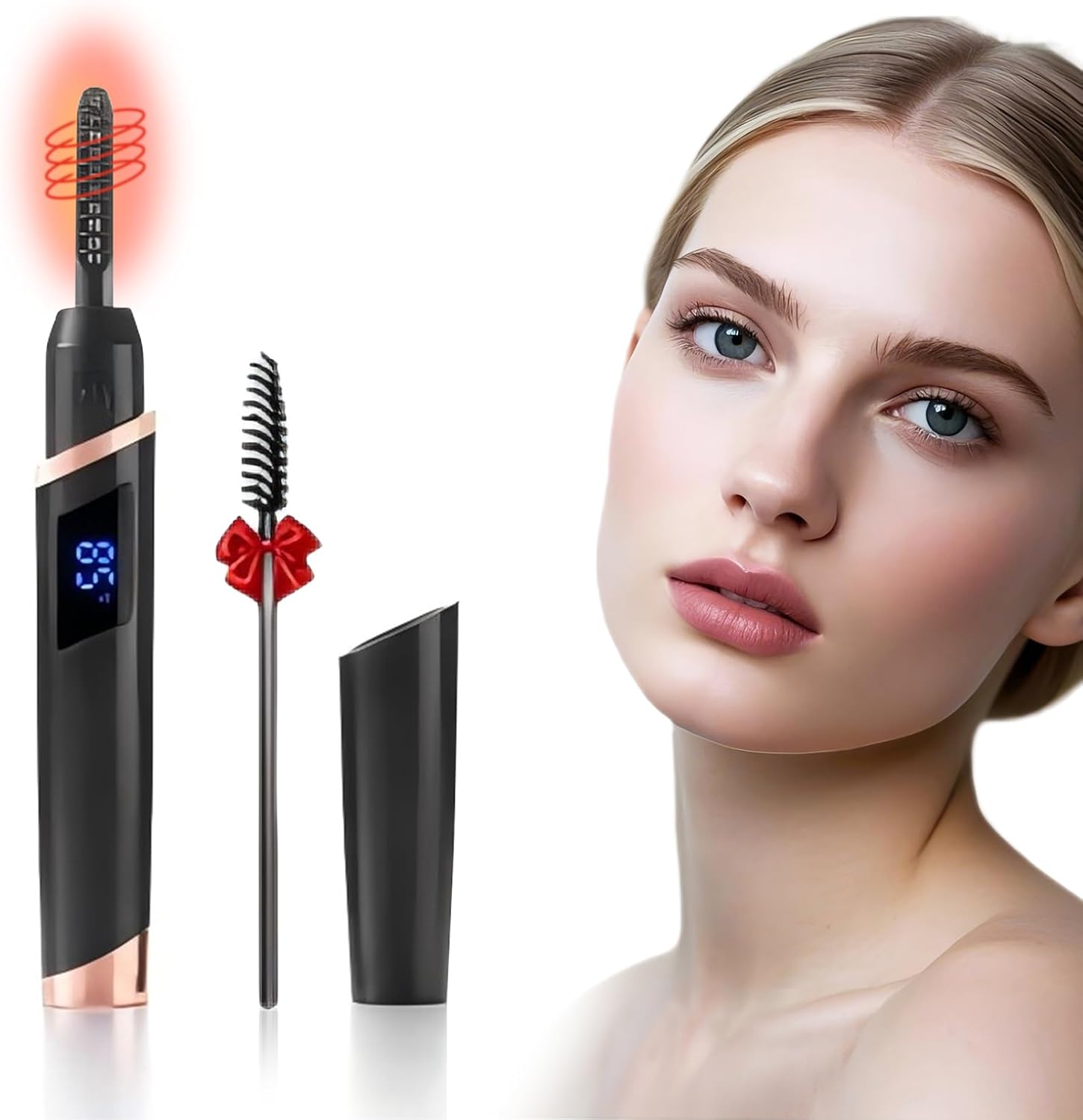 Heated Eyelash Curlers - Rechargeable Electric Eyelash Curler with 4 Heat Settings,Long-Lasting Curling Tool Includes Eyelash Brush,LED Display,Best for Women's Makeup (Black)