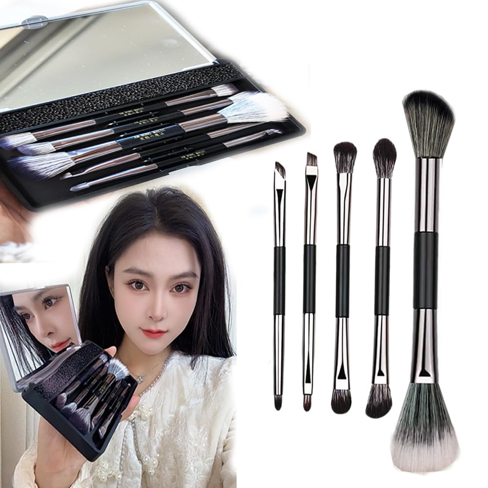 Travel Makeup Brush Set with Mirror- Pack of 10 Pcs Mini Makeup Brushes , Necessary Combination for Daily Makeup.Foundation Concealer Blush Eyeshadow Contour Powder Eyebrow Brush Set - Image 8