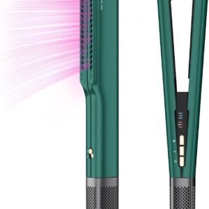 IG INGLAM Air Straight, Style from Wet Hair, 200M Ionic Dryer Straightener for Medium Long Hair (14'-30'), 2 in 1 Fast Drying and Straightening, Dark Green