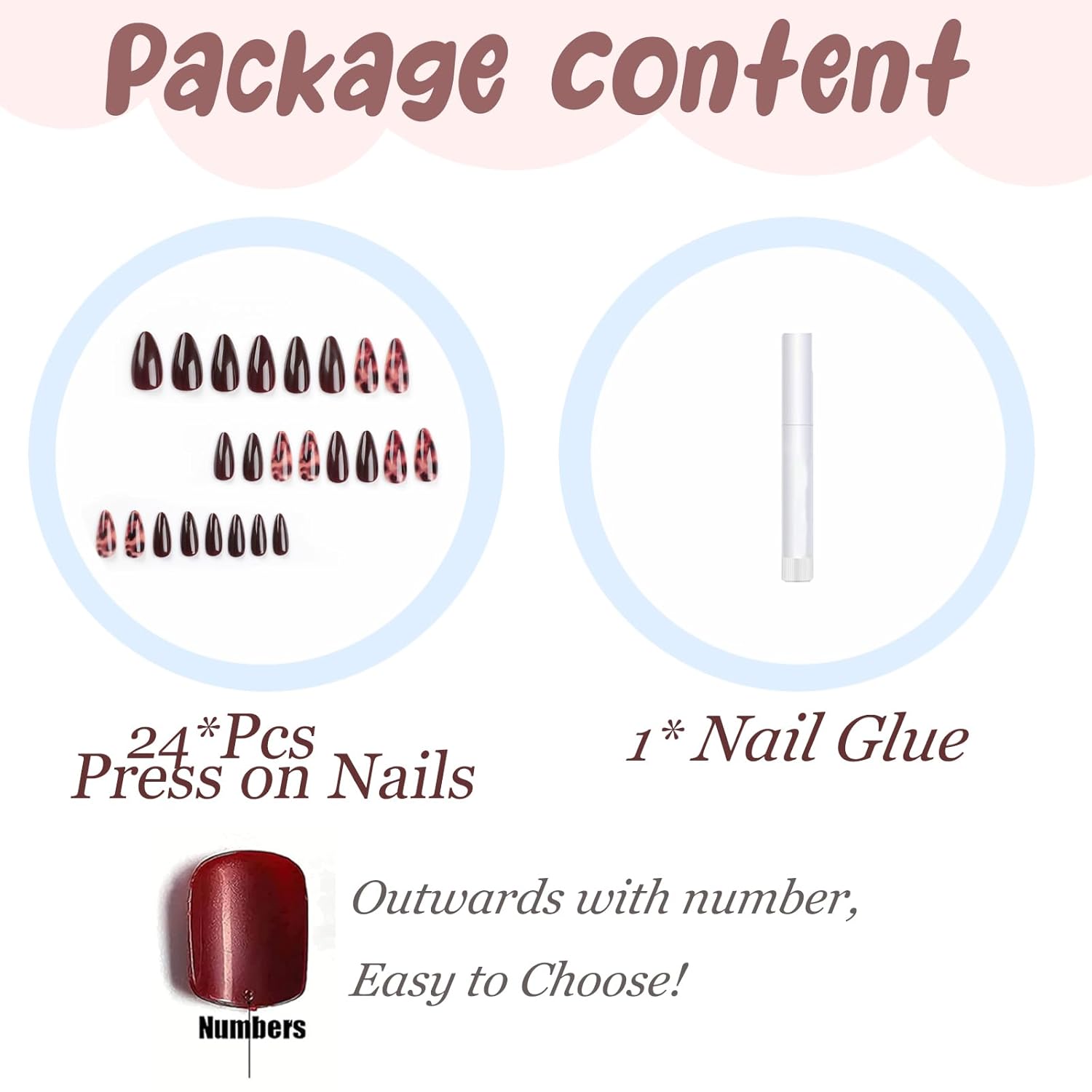 BABALAL Brown Press on Nails Medium Almond Fake Nails Fall Glue ons Nails with Design Autumn Acrylic Nails 24Pcs Stiletto False Nails - Image 5