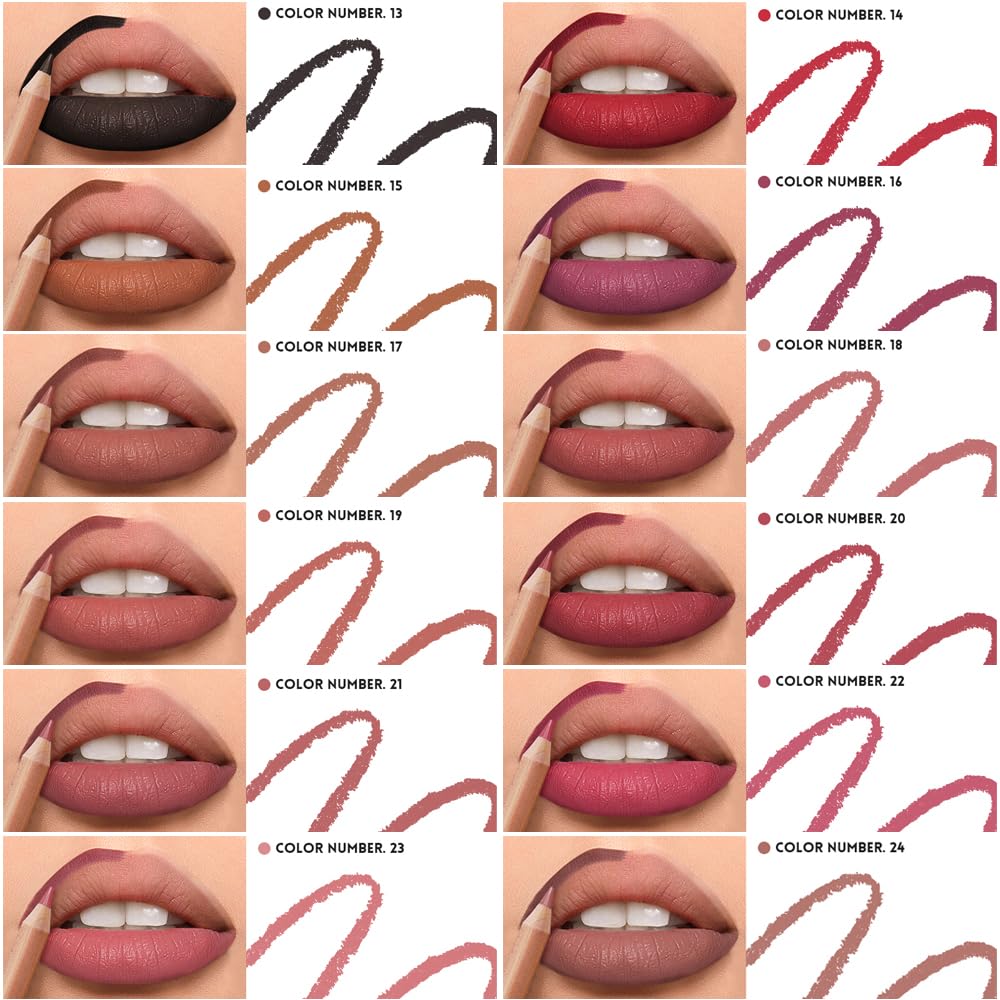 12 Colors Lip Liner Set, Matte Finish Series Lip Liners Pen Kit for Women, Long Lasting Waterproof Smooth High Pigmented Lip Pencil for Daily Makeup (Set B) - Image 4