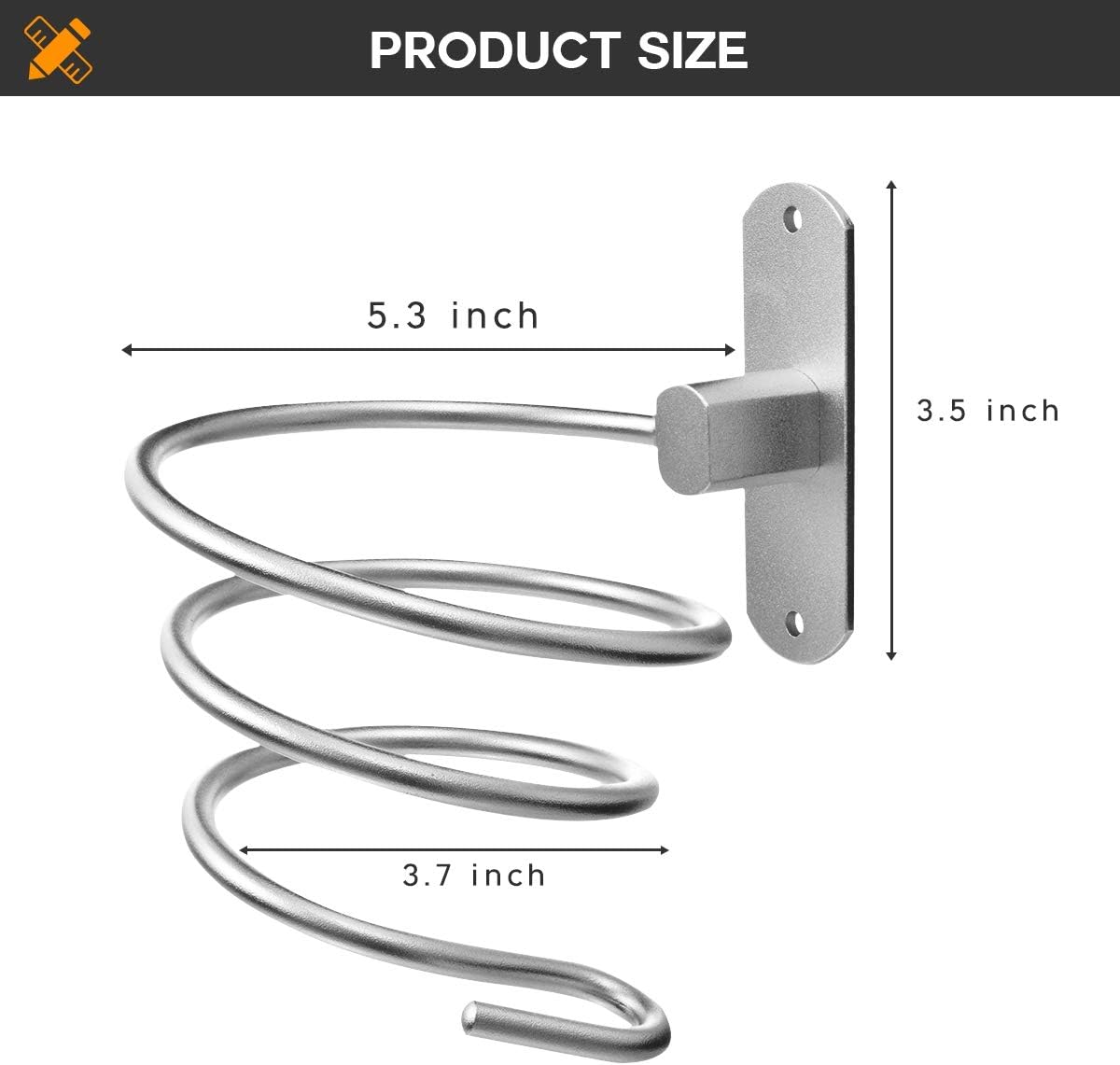 hicorfe Bathroom Hair Dryer Holder Hair Care Tools Holder Wall Mount (Bright White) - Image 5