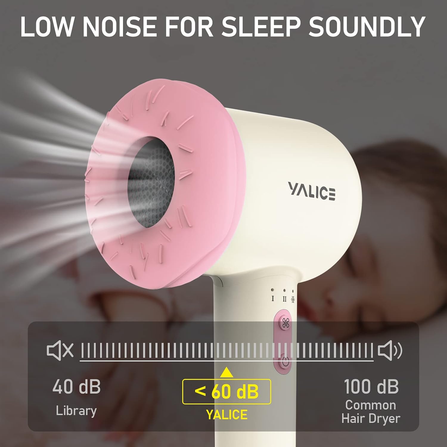 Cordless Hair Dryer for Baby, Mini Kids Hair Blow Dryer Rechargeable Low Noise Gentle Heat for Infant Butt Skin with 3 Speed Settings, 0-3 Years Using (Pink) - Image 7