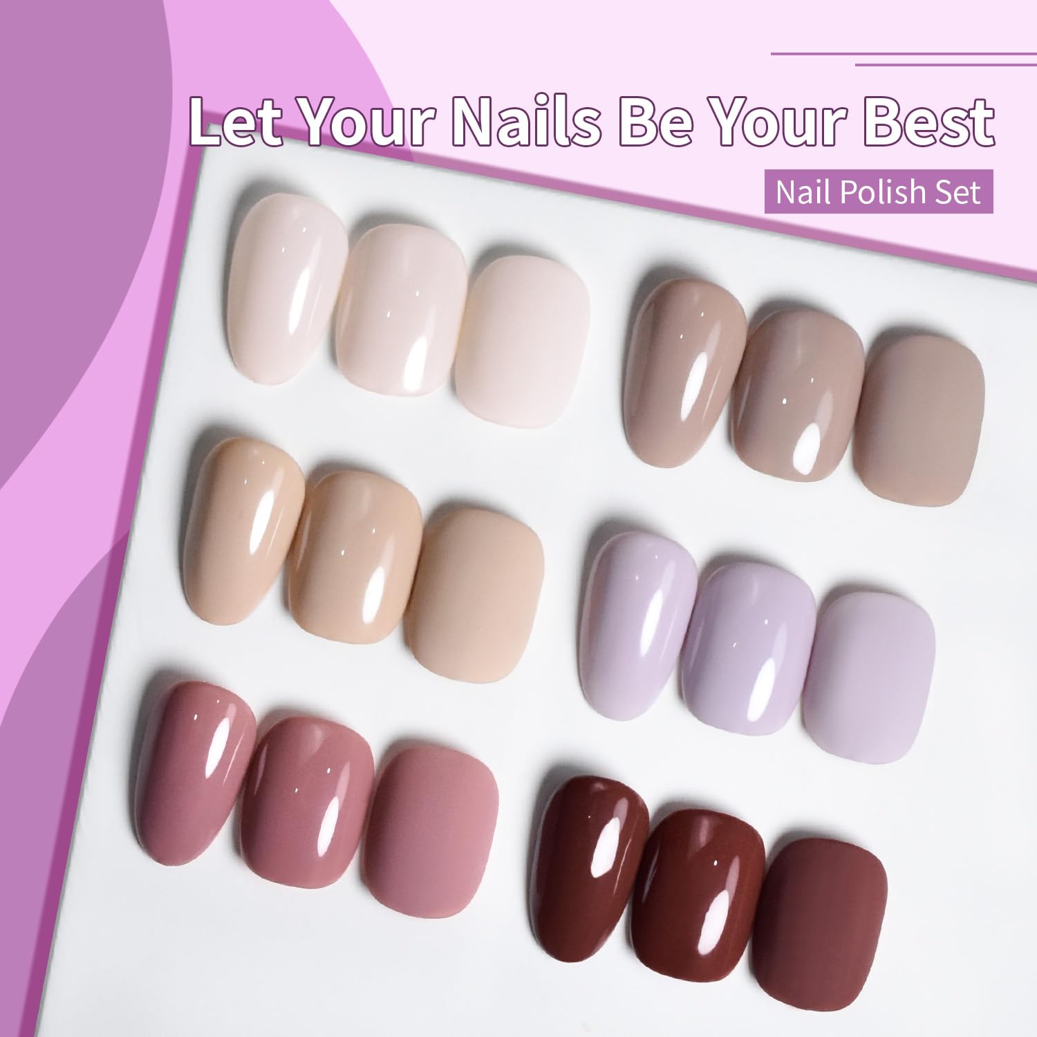 10ml Nude Pink Nail Polish Set 6 Colors Brown Red Purple All Seasons Neutral Color Quick Dry Nail Polish Set for Women Salon DIY Nail Art - Image 6