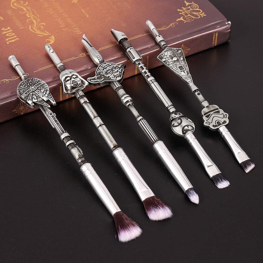 5Pcs Profession Star Makeup Brushes - Wars Professional Cosmetic Brushes Foundation Blending Blush Eye Shadows Face Powder Fan Brushes Kit for Fans - Image 2