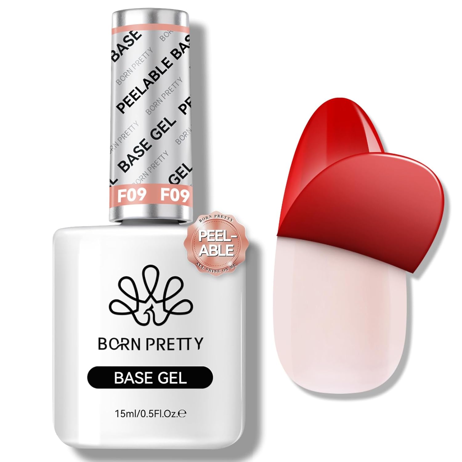 Born Pretty Peel Off Base Gel, Peelable Base Gel Coat for Gel Polish, Peelable Clear Foundation for Use with U V LED Nail Lamp, Nail Practice U V Nail Lamp Required Perfect for Beginners 15ML