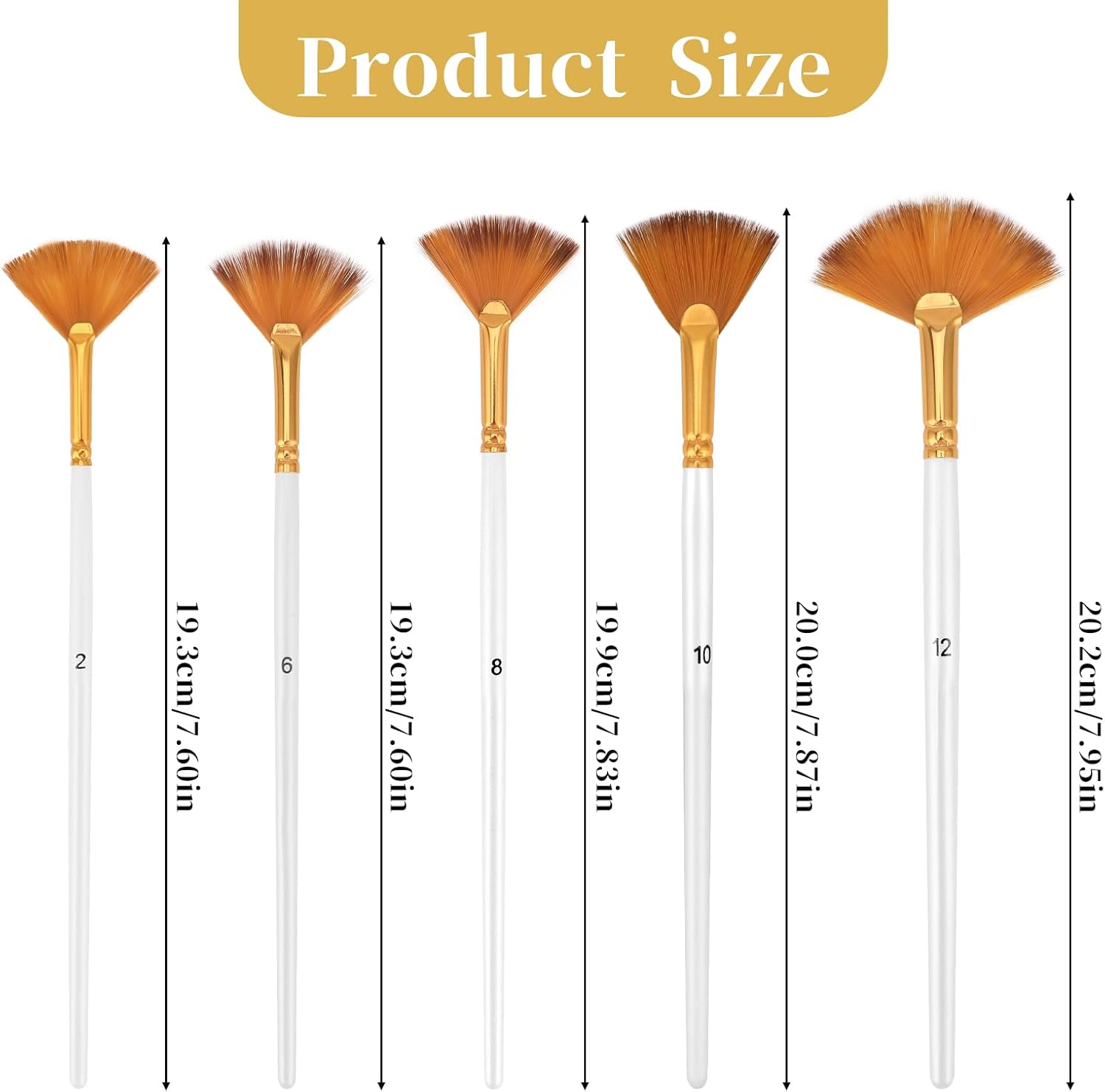 5 Pcs Fan Paint Brushes Set Acrylic Paint Brushes Set Professional Soft Anti-Shedding Nylon Hair Fan Paint Brush with Long Wood Handles for Acrylic Painting, Oil Watercolor Painting - Image 2