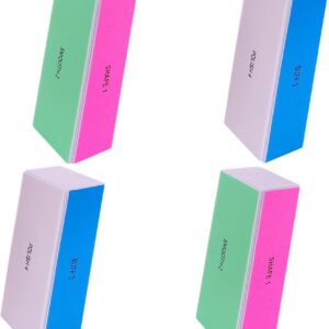 4 Way Nail Buffer Block (4 Pcs), Nail Shine Buffers Blocks Files for Natural and Acrylic Nails Smoother Buffing Block Polisher Fingernail File Buffer 120/240/600/3000 Grit for Buffing Shinning