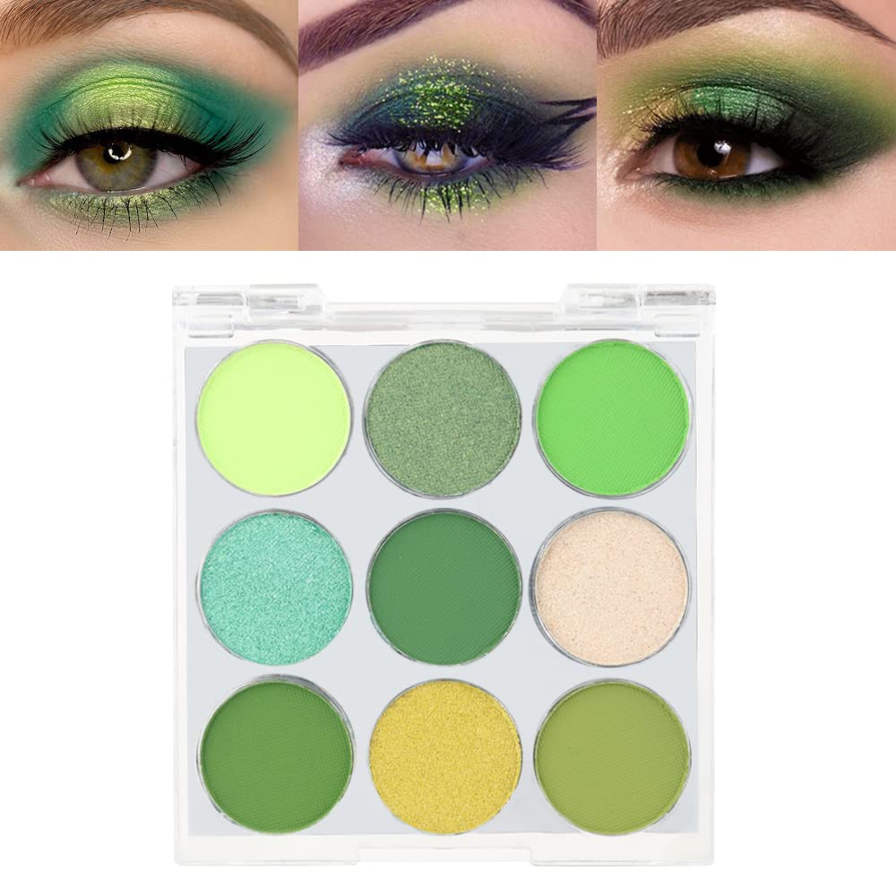 AMY'S DIARY Green Eyeshadow Palette - 9 Color Matte & Glitter Eye Shadows, Long Lasting, Light to Deep Shades for Women - Image 9